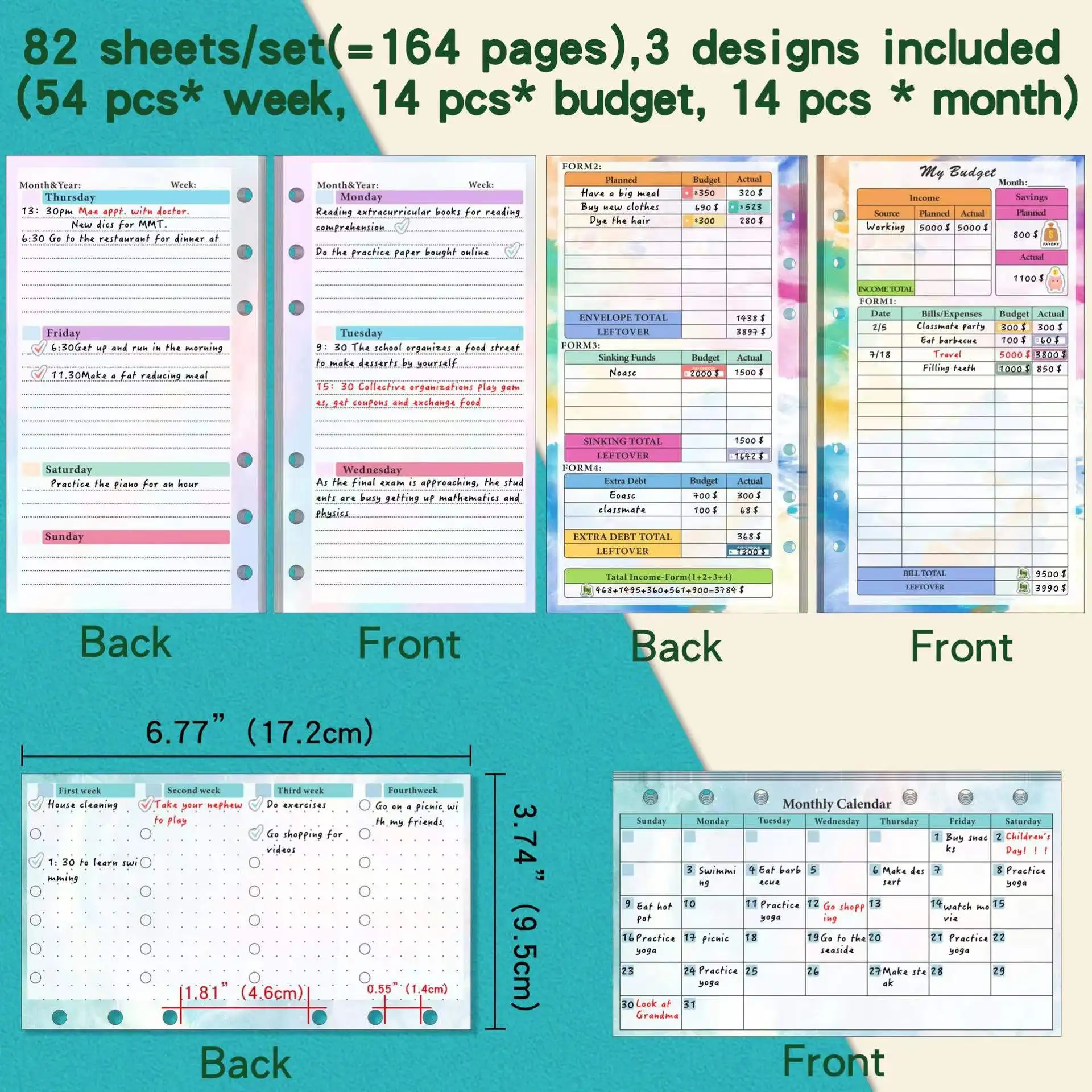 A6 Budget Refill 85 Sheets Weekly Monthly Planner Inserts Financial For A6 Binder Cash Envelopes Wallet Organizer Saving Money money budget binder