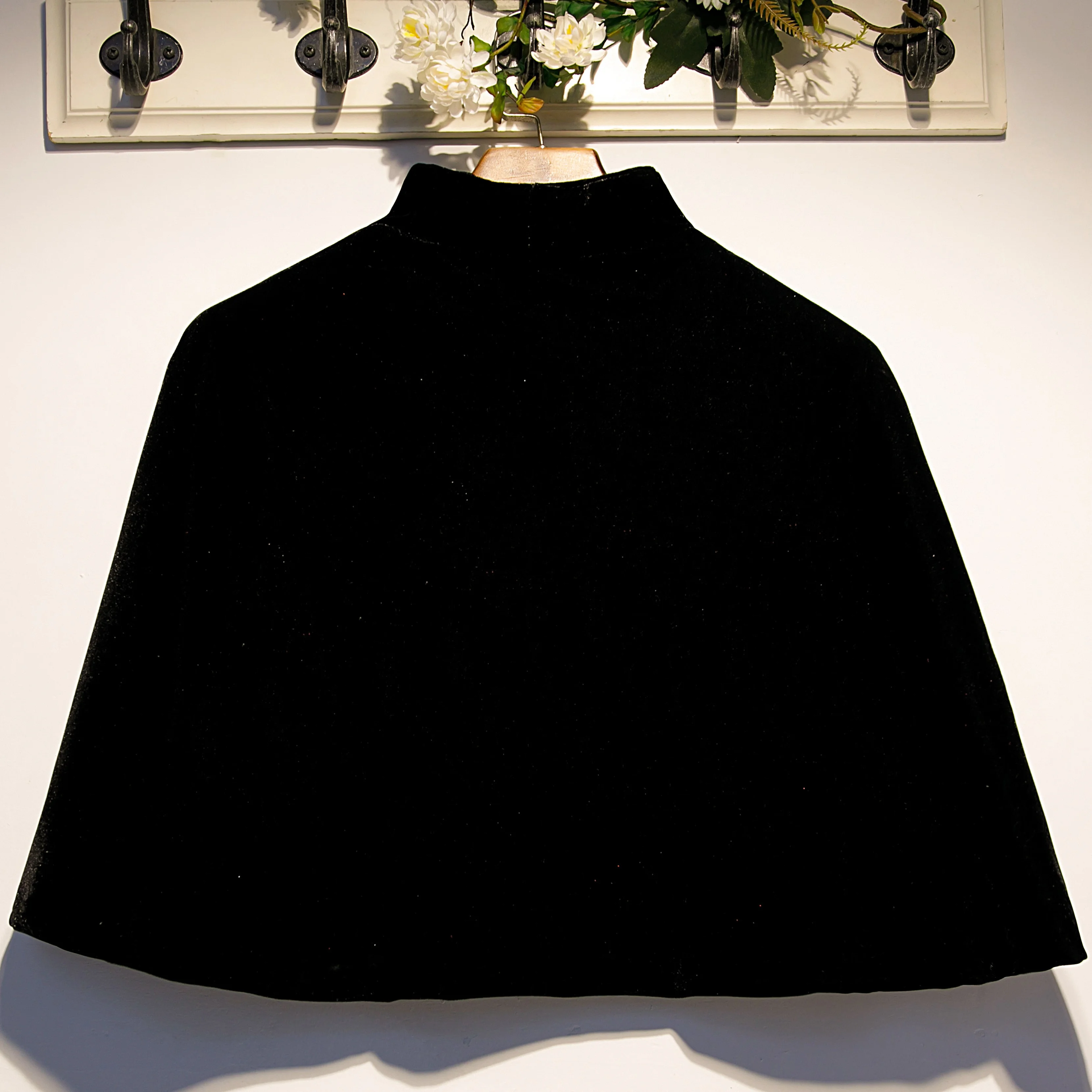 Stand-up Collar Loose Velvet Shawl Autumn Winter Short Vintage Cheongsam Vest Cape Cloak