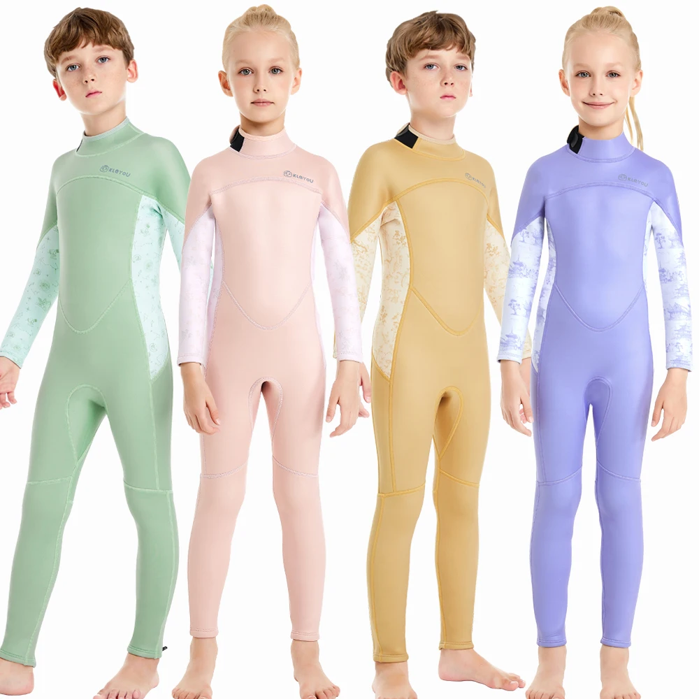2/3mm Fashion Wetsuit For Girls Boys Neoprene Warm Surfing Suit Children Scuba Diving Bathing Suit Water Sports Swiming Swimwear new kids swiming fins comfortable practice thickened silicone flippers pool swim diving size suitable beginners kids girls boys