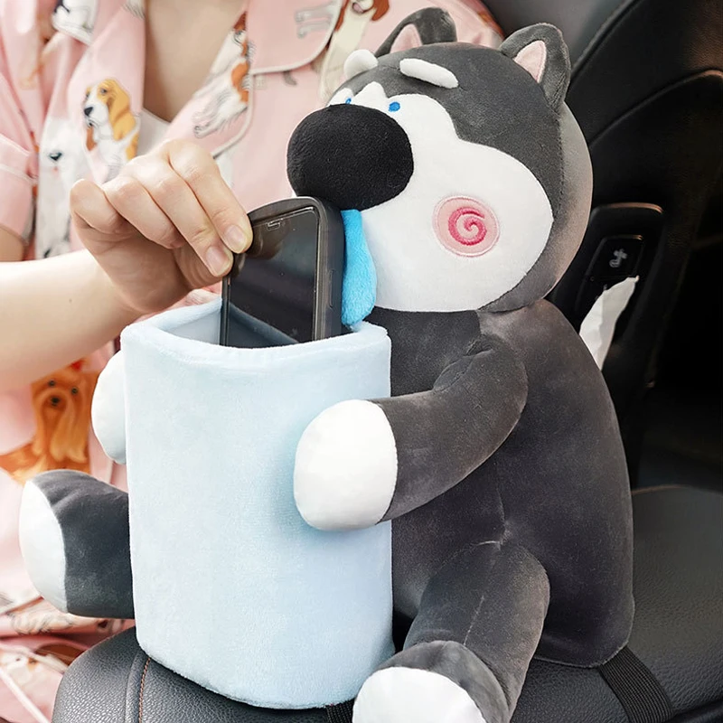 2 In 1 Cartoon Armrest Box Plastic Plush Tissue Box Cute Storage Garbage  Can Car Seat – the best products in the Joom Geek online store