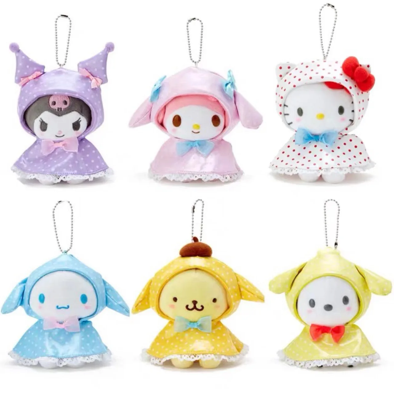 

New Anime Cartoon Kawaii Cute Raincoat My Melody Cinnamoroll Kuromi Pochacco Doll Pendant Decor Girl Toy Ornament Birthday Gift