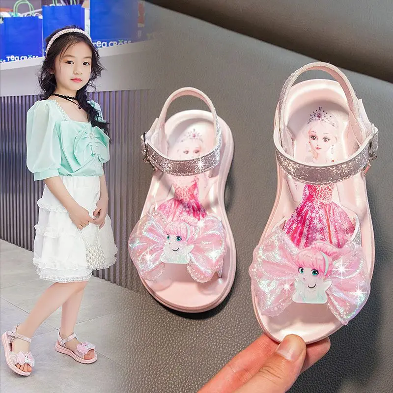 Fashion New Baby Girls Summer Shoes Sandals Princess Toddler Disney Frozen Elsa Butterfly Dancing Children Breathable Slippers