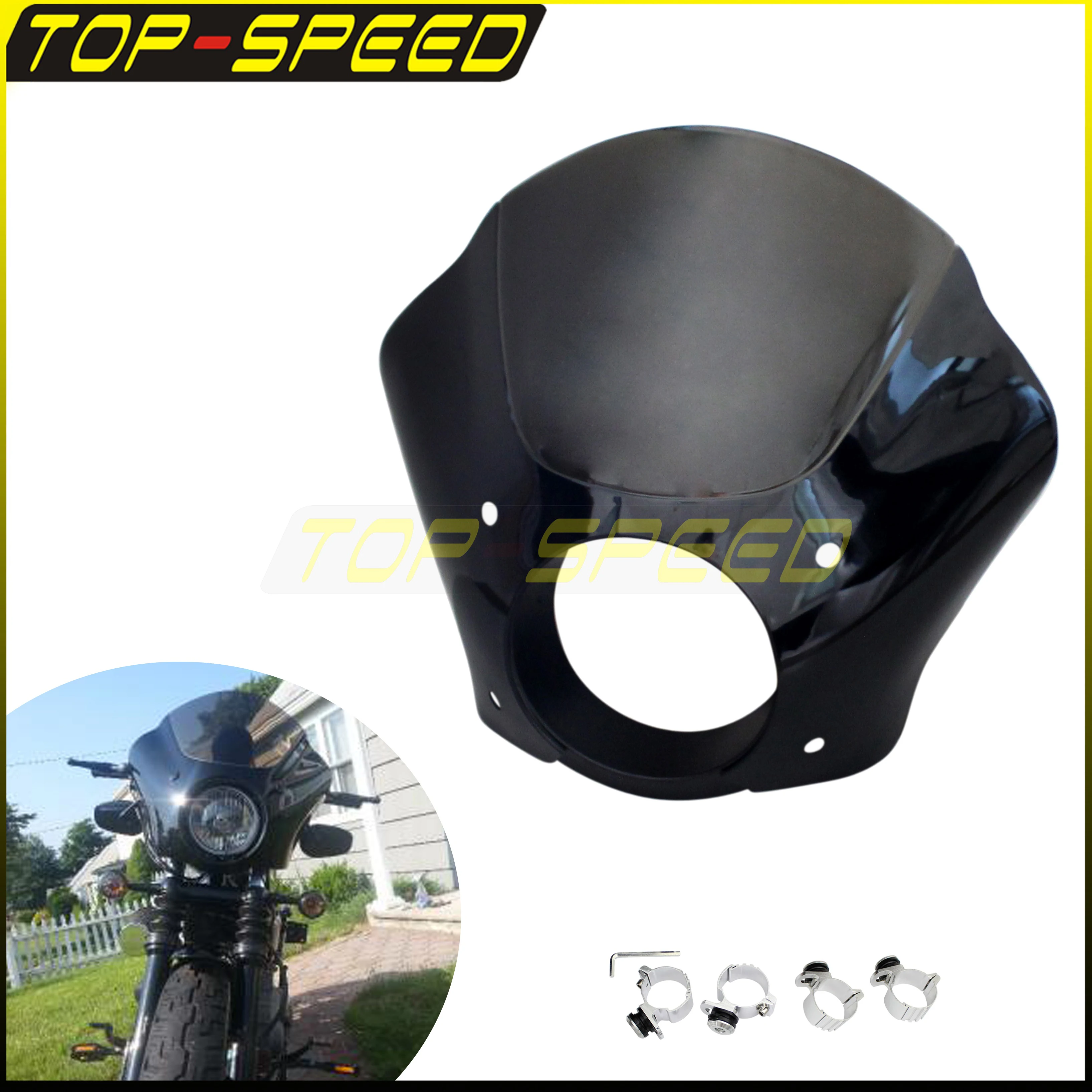 Moto Faro Carenatura Parabrezza Gauntlet Copertura Cowl Per Harley Sportster 883 Xl883 Super Low Deluxe Custom Hugger Dyna