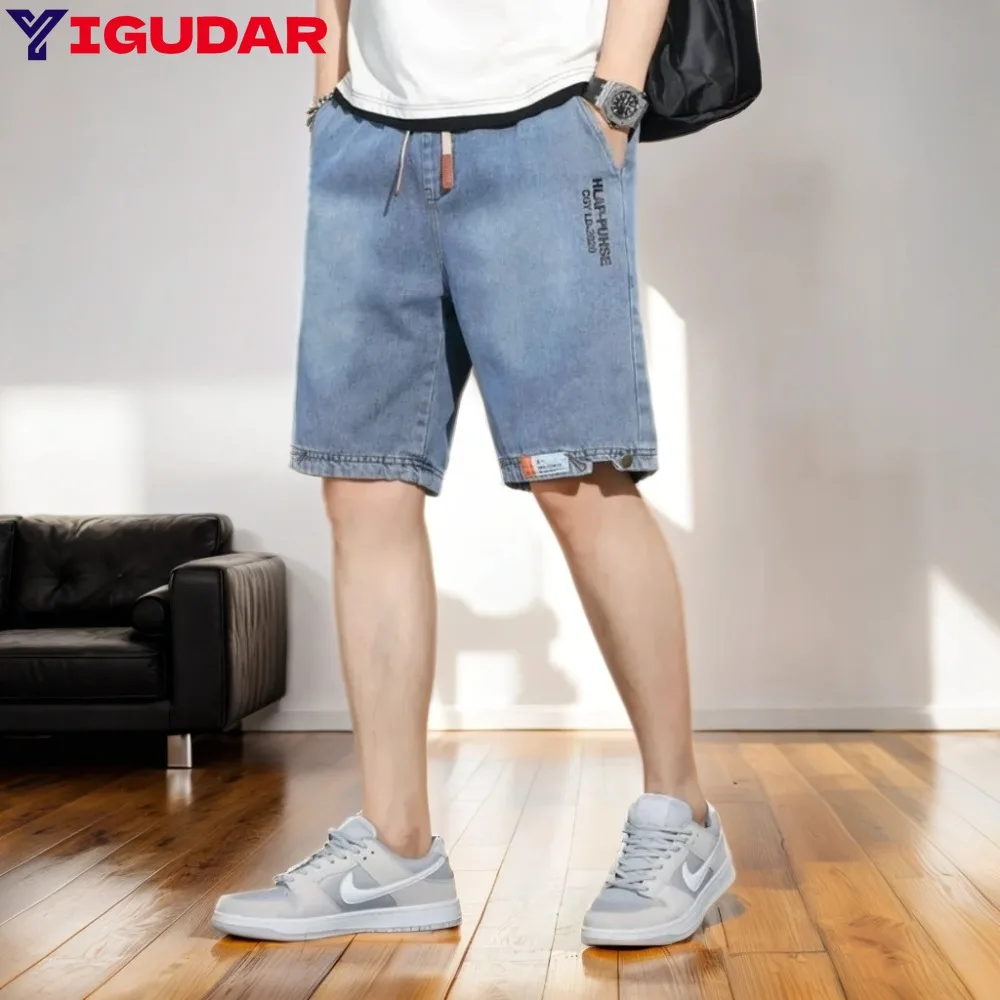 

y2k Mens Loose Baggy Denim Short Men Jeans Fashion Versatile Streetwear Hip Hop Long Capri Cargo Shorts Pocket Men's shorts