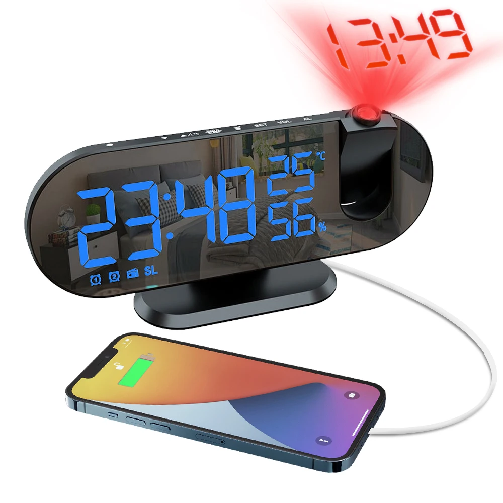Projection Alarm Clock Usb Charger Led Digital Projection Alarm Clock