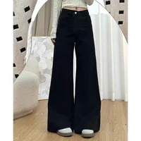 2025 Girls Ins Fashion High Waist Casual Jeans Female Baggy Straight Leg Denim Trousers Lady Chic Korean Daily Pants
