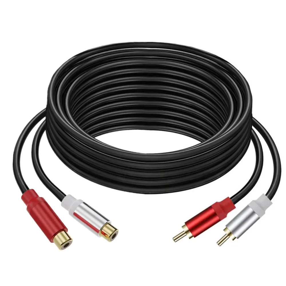 Dual RCA Male to Dual RCA Female Audio Video Cable with Gold Plated Connectors