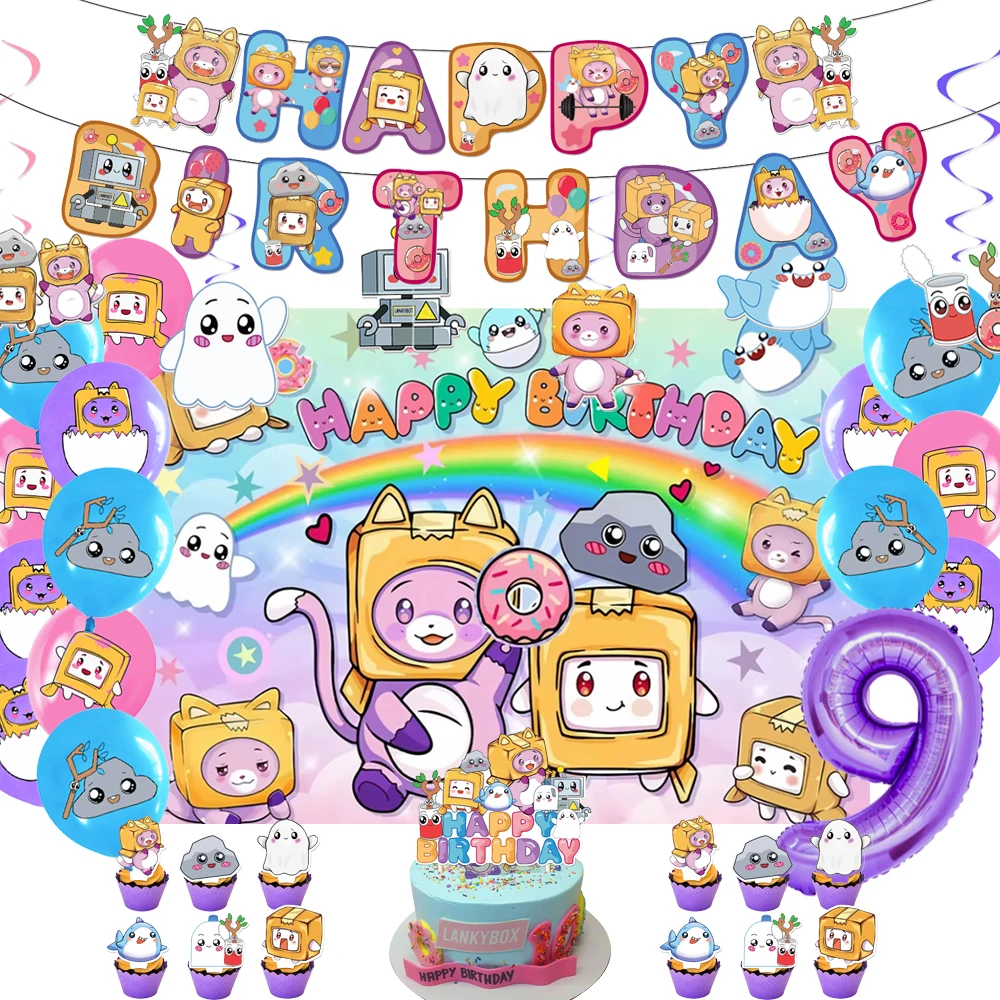 Cartoon Lankyboxs Spiel Box Thema Geburtstag Party individuelle Dekoration Banner Ballon Baby Dusche ﻿ Kinder Fotografie Prop Geschenk