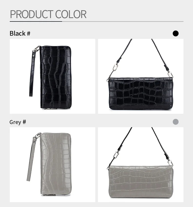 Alligator-Kartenhalter-Geldbörse, lange Geldbörse aus echtem Leder, Damen-Clutch aus echtem Rindsleder – Detail 8