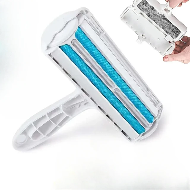 Pet Hair Roller Remover Lint Brush 2-Way Dog Cat Comb Tool Convenient Cleaning Dog Cat Fur Brush Base Home Sofa Clothe Cleaning