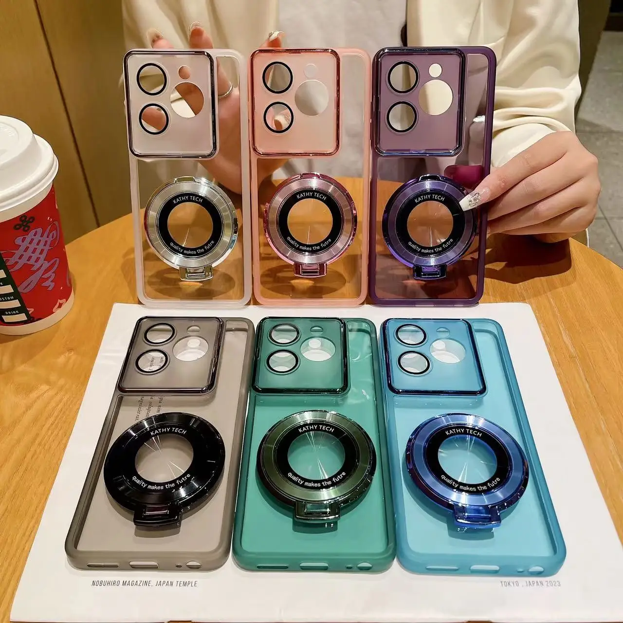 المغناطيسي حلقة قوس حامل جراب هاتف ل Funda ممن لهم Realme C75 C67 C65 C63 C61 C55 C53 C51 C30S نوت 70 60 غطاء شفاف