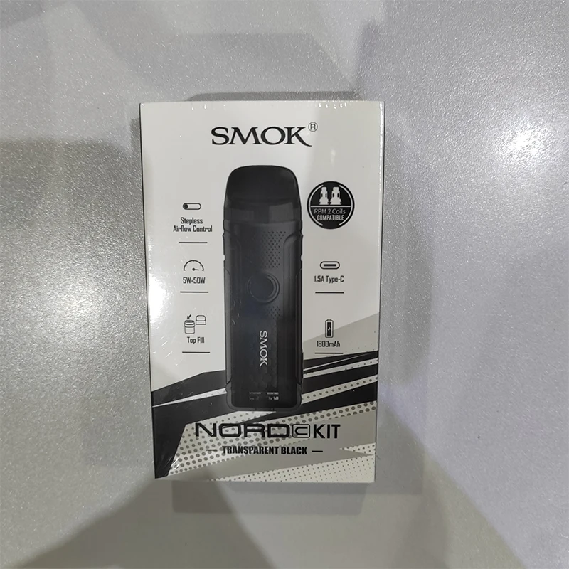 Original SMOK Nord C Kit 1800mAh Battery 50W E Cigarette Vape with 4.5ml Nord C Pod Cartridge fit RPM 2 Coil Vaporizer