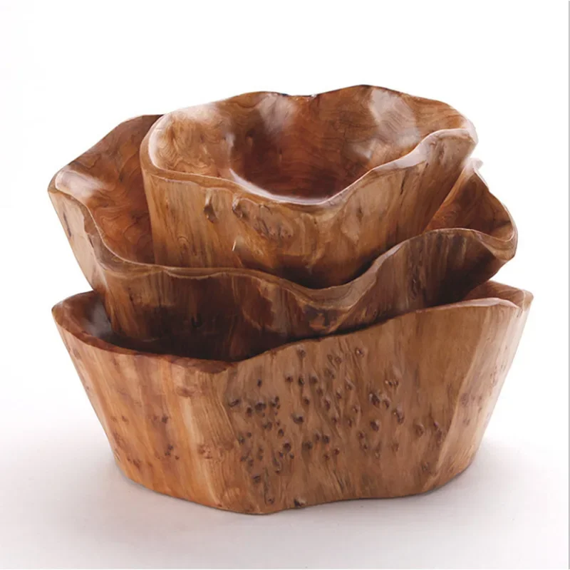 Handmade Natural Wood Fruit Tray Wooden irregular Bowl Snack Sushi Bread Dessert Candy Plate Salad Trays Home Decoration 5