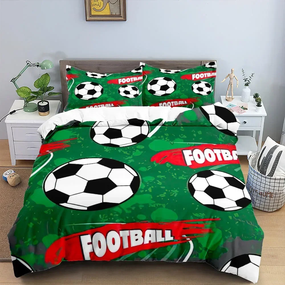 Football Duvet Cover Set King Size Simple Black White Comforter Cover 3D Soccer Sport for Kids Boys Girls Polyester Bedding Set