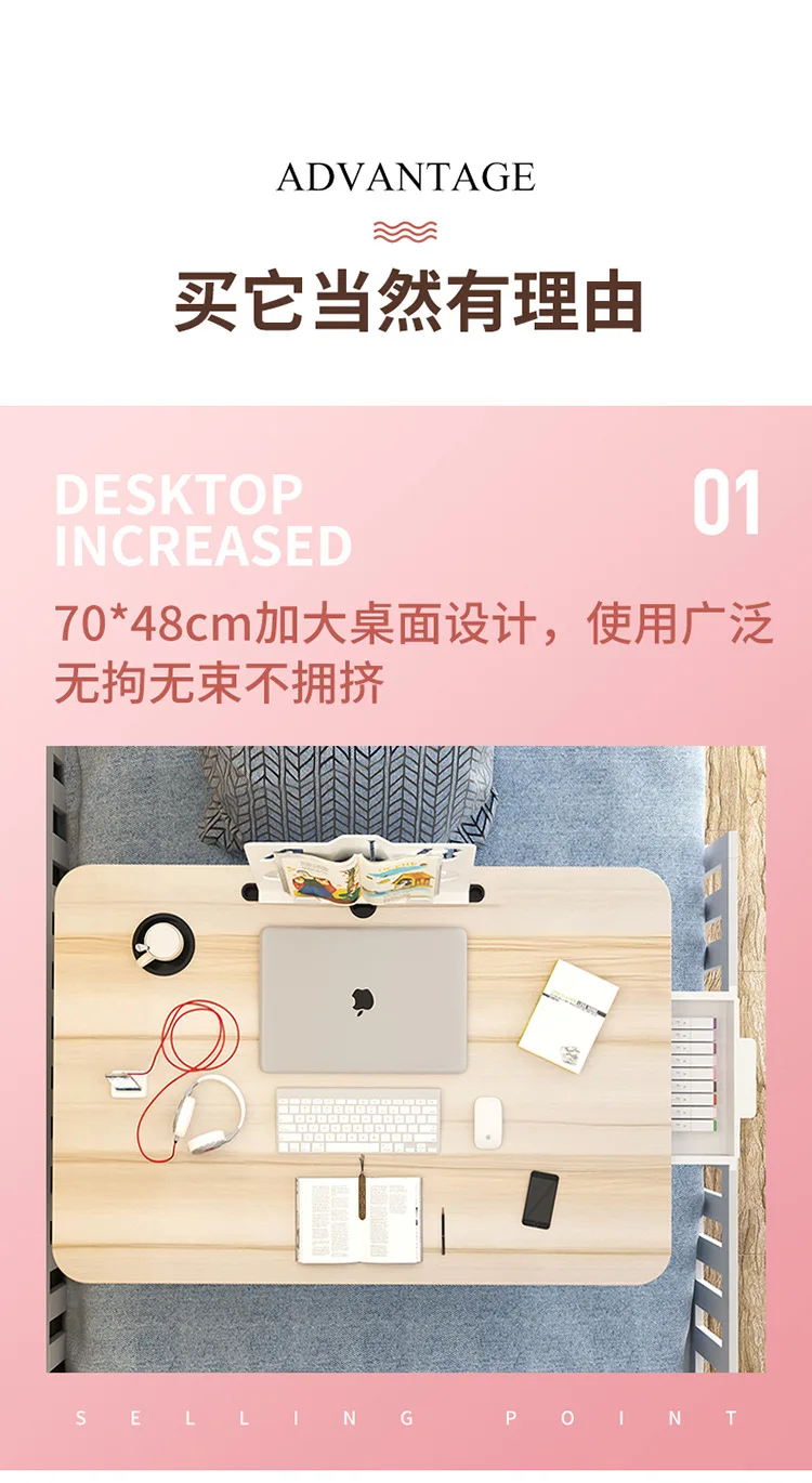 Description Picture 6 of itemSmall Table Bed Foldable Mini Computer Desk Multifunctional Student Dormitory Bedroom Lazy Table Children's Study Table  Desks