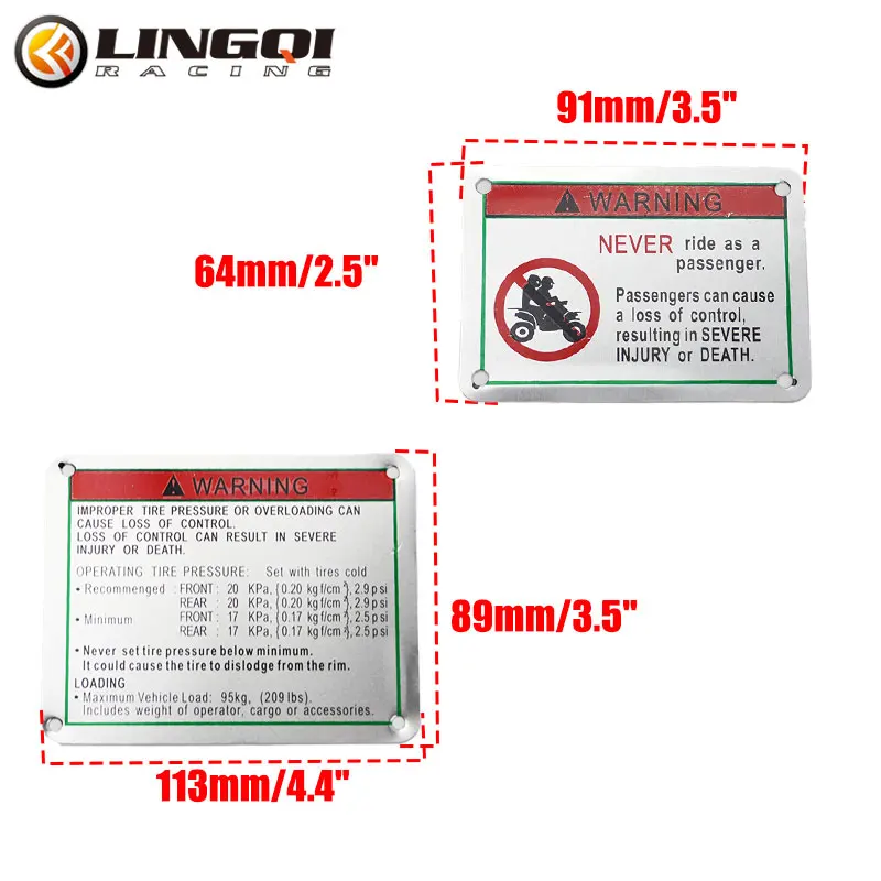Dirt Pit Bike Accessories Tools Aluminum Alloy For Motorcycle ATV Warning Label High Quality Car Body Sticker Motocross Parts