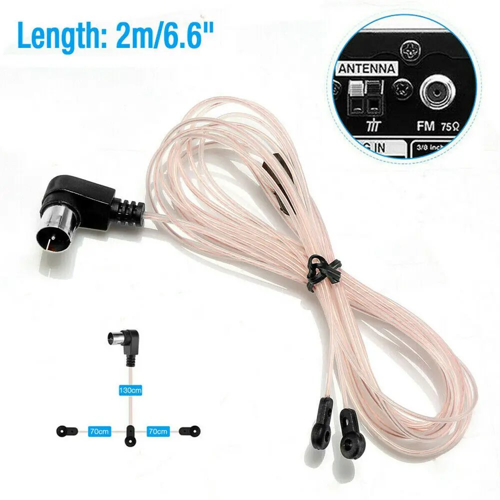 FM Dipole Antenna With F Connector for Home Radio Stereo Signal Receiver Aerial