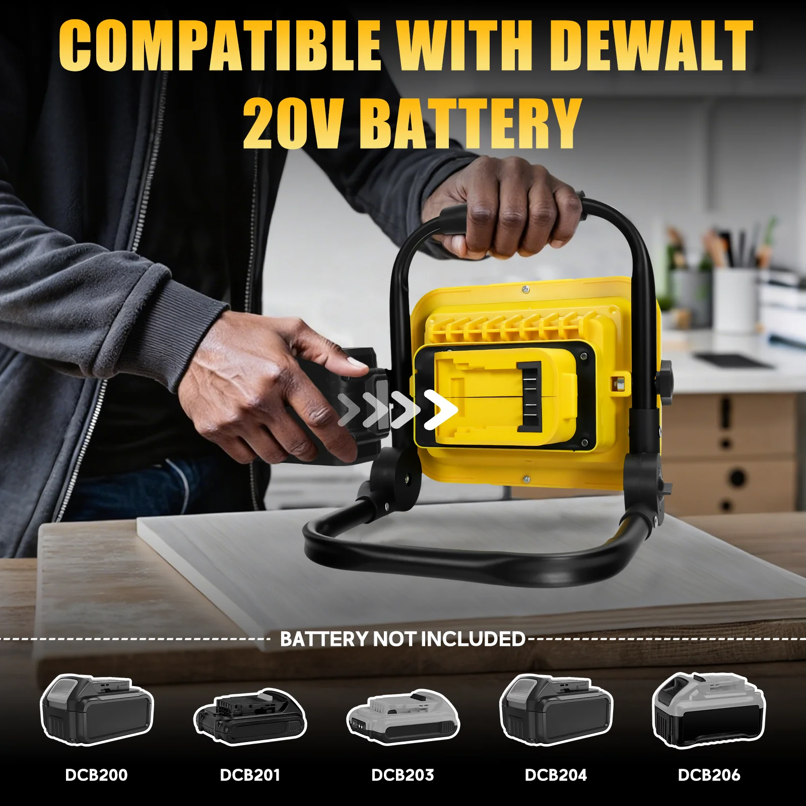 Cordless LED Work Light 50W 5000LM Portable Flood Light Outdoor Camping Fishing