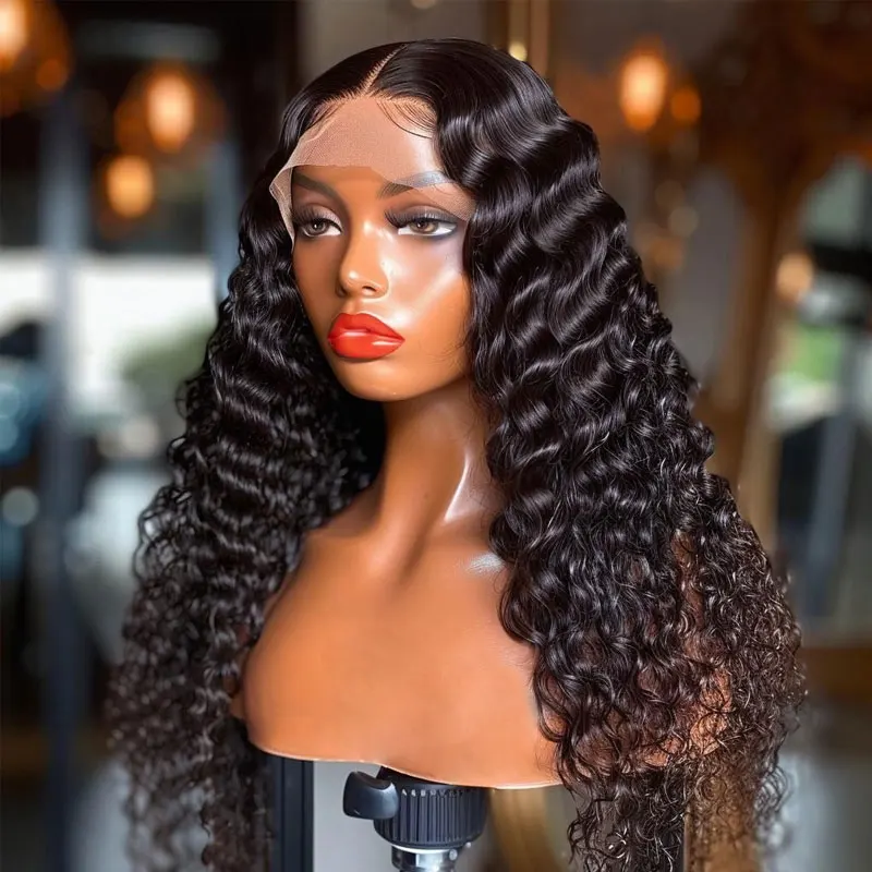 36 Inch 300 High Density Deep Wave Glueless 13x4 Lace Front Human Hair Wigs On Clearance Sale Curly Transparent Lace Frontal Wig 2
