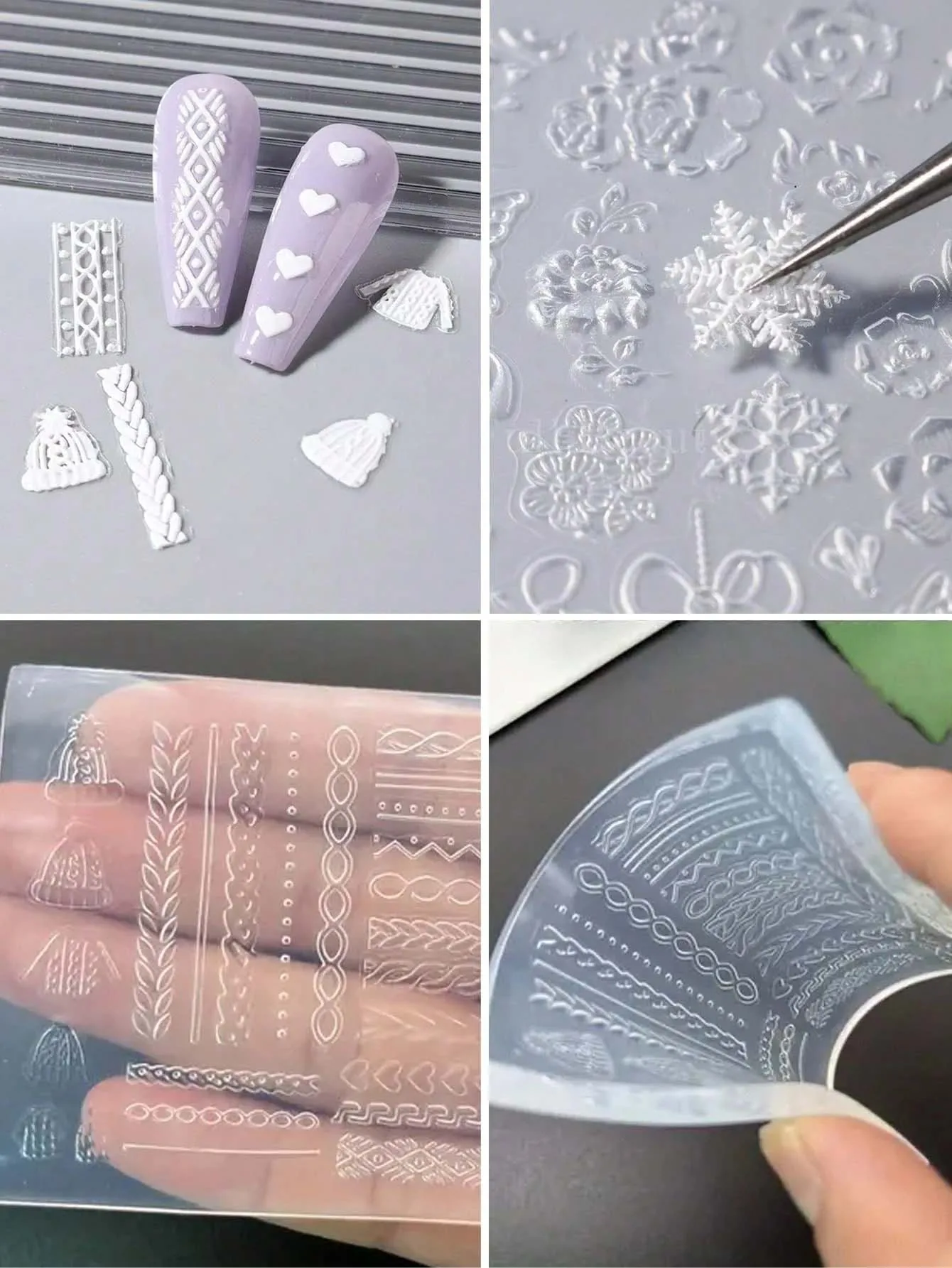 2개 레트로 스웨터 꽃 실리콘 몰드 네일 아트 참 3D 아크릴 몰드 템플릿 네일 몰드 데코레이션