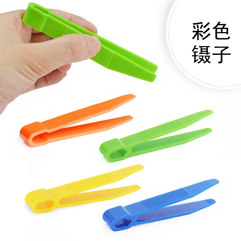 

10Pcs Children's Fine Motion Training Accessories Tweezers Flat Headed Tweezers Color Clip Plastic Tweezers Children's Toy