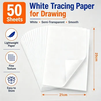 100/30 fogli A4 di carta per trasferimento grafite, fogli bianchi per copia e tracciatura, per disegnare modelli su tela e tessuto