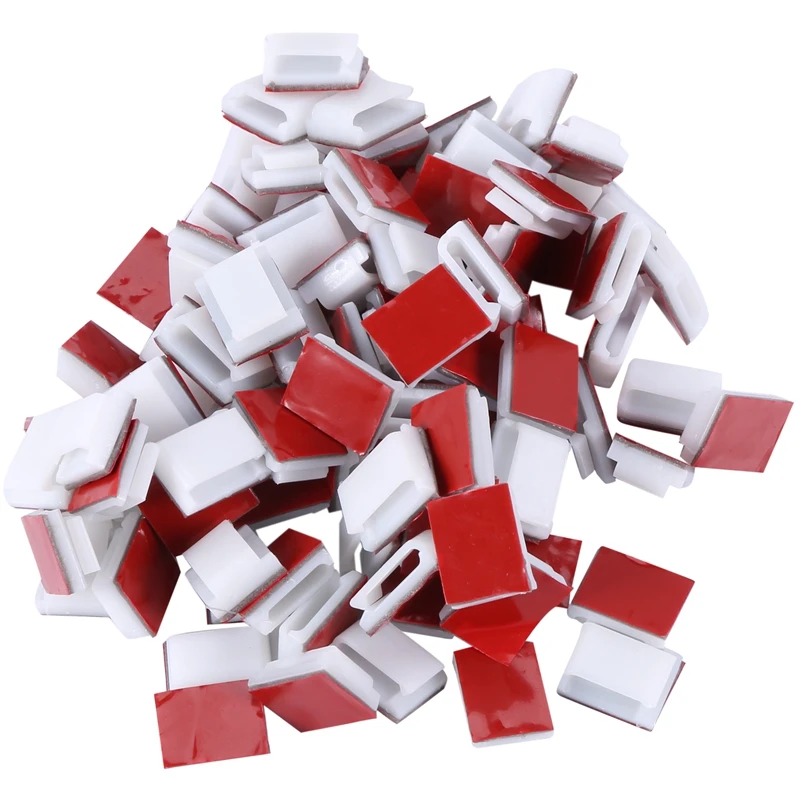 AB08-접착 케이블 클립, 100Pcs 와이어 클립 케이블 와이어 관리 홀더 클램..