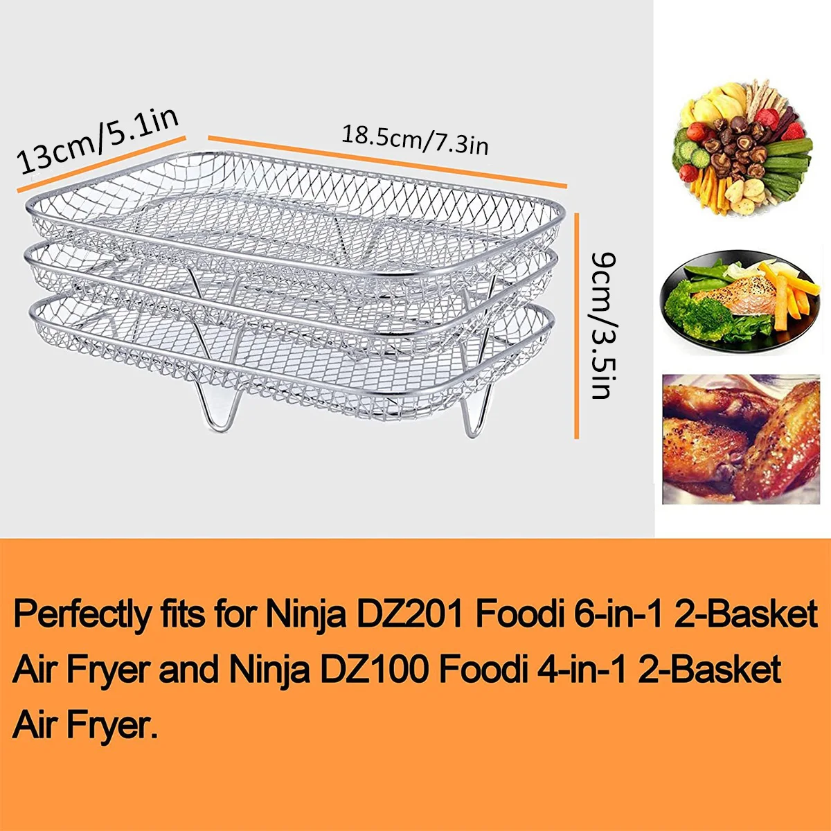 3-Layer Stainless Steel Air Fryer Racks Accessories