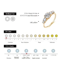 Round Cut D Color VVS1 Moissanite 10K 14K Yellow Gold Plated Engagement Wedding Band Moissanite Lab Grown Diamond Ring for Women 2