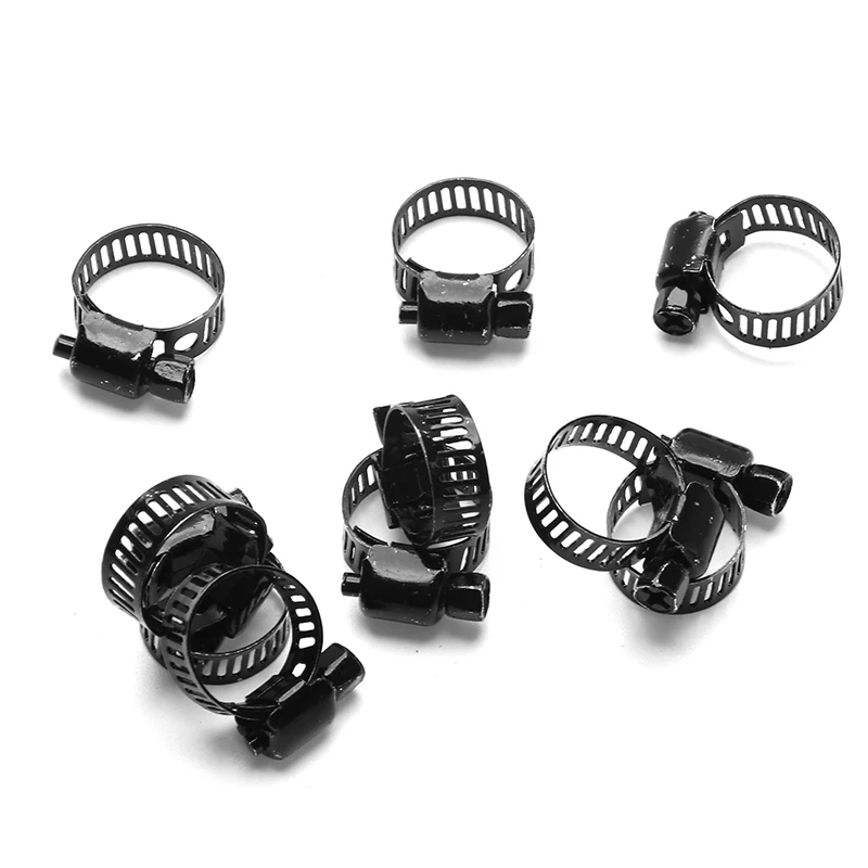 10/20pcs Black Worm Drive Hose Clamps for 3/8in. Stainless Steel