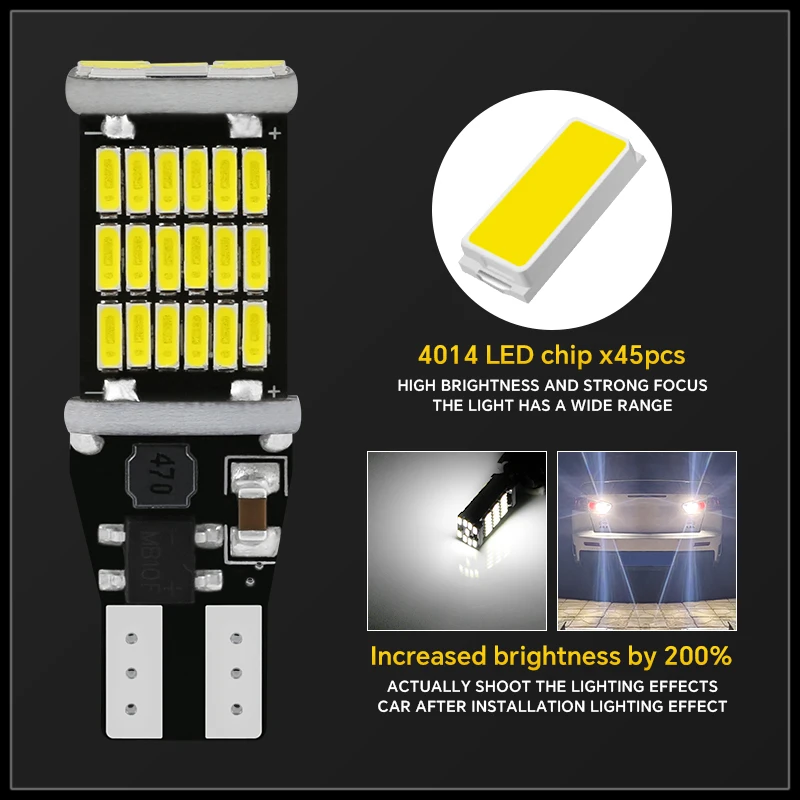 รูปสินค้า รถ T15 W16W 921 912 T16 902 หลอดไฟ LED ความสว่างสูงเปลี่ยนย้อนกลับไฟเลี้ยวรถจักรยานยนต์ด้านข้าง MARKER 12V 24V