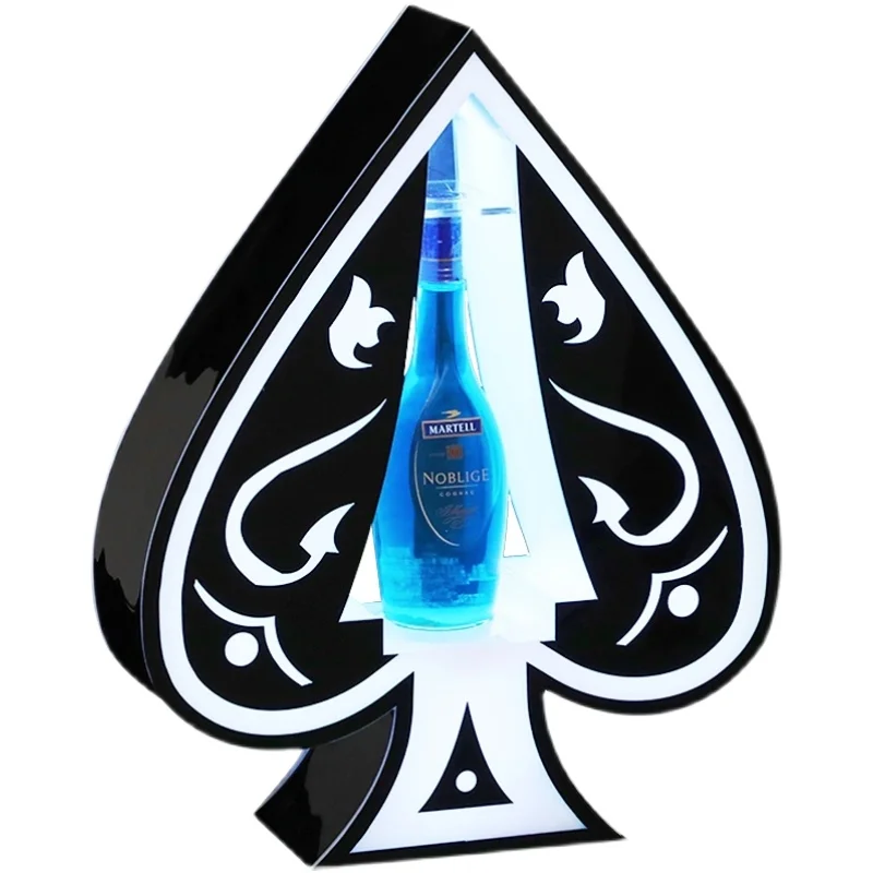 Shiny Bar Party Decoration Rechargeable Color Flashing Champagne King Display Rack LED Ace of Spade VIP Bottle Holder