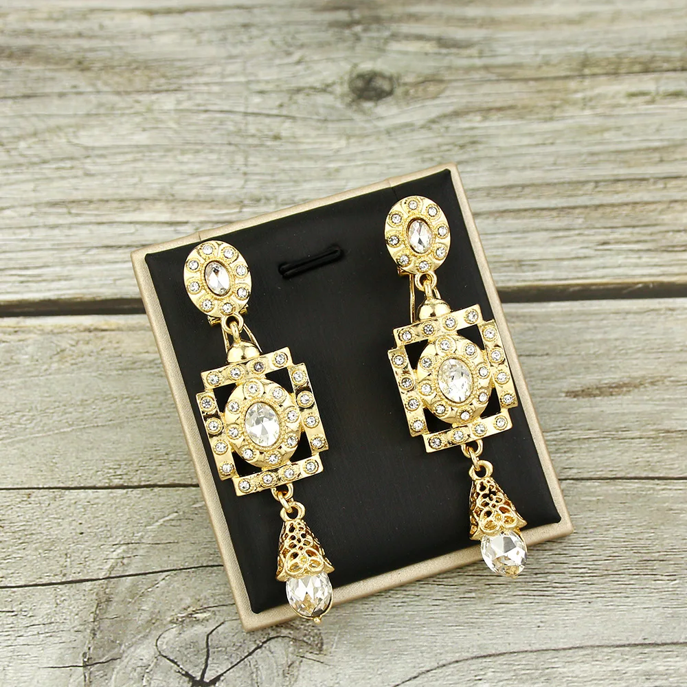 Chic Gold Color Morocco Drop Earring for Women Square Round