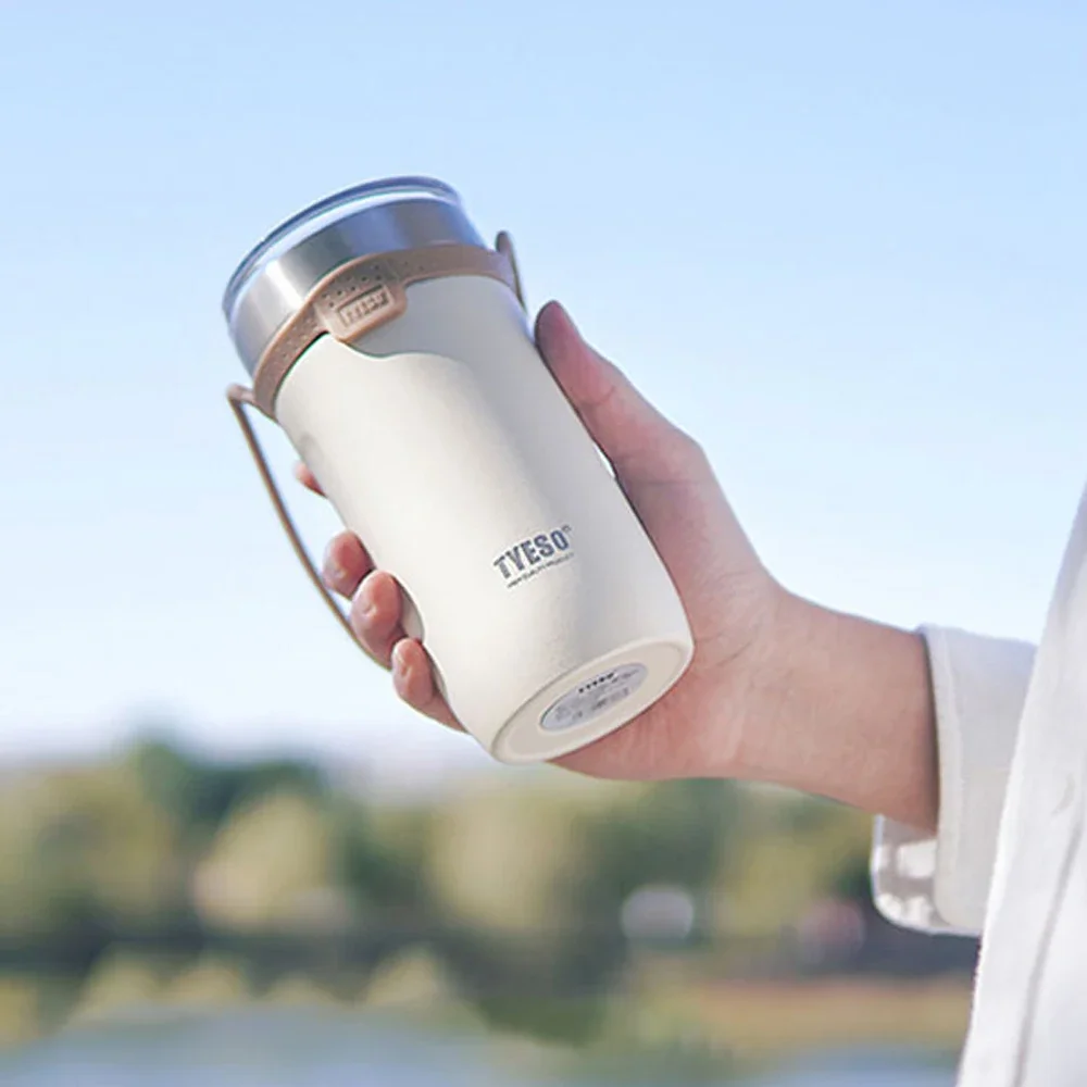 밀짚 컵 열 커피 머그잔과 Tyeso 보온병 병 뚜껑 진공 플라스크 여행 Drinkware와 스테인레스 스틸 절연 텀블러