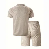 Ensemble deux pièces pour hommes, nouvelle marque tendance, impression aléatoire, décontracté, ample, manches courtes, ensemble Short et haut, été 5