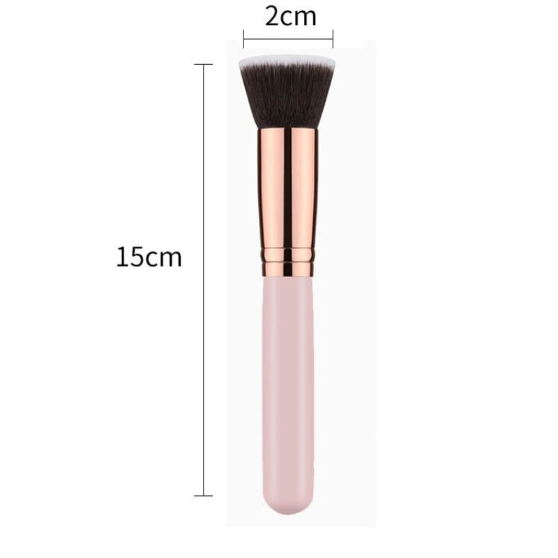 High Quality Long Wood Handle Eye Makeup Brush Simple Design Comfortable Soft Brush Flat Top Foundation Brush Makeup for Face
