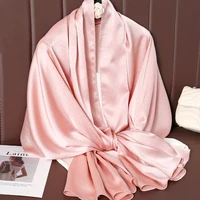 Solid Color Luxury Fashion Women Hijab Scarf Long Silk Soft Comfortable Scarves Shawl Muffler Neckerchief Outdoors Bandanna Lady 6