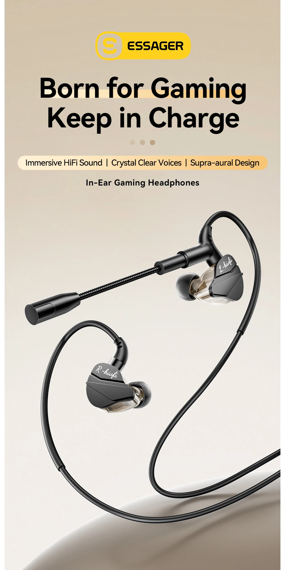 Game wired headphones HIFI Bass in-ear USB Type C 3.5mm With Wire Controlled Wit