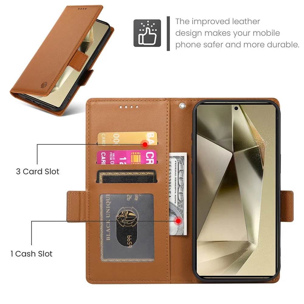 Premium Flip Wallet Phone Case with Card Slot and Kickstand - PU Leather Cover