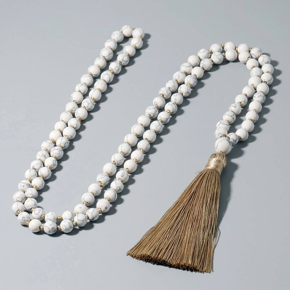 Howlite  ŵ 108 Japamala ,  䰡 ⵵ Mala ,    , 6mm