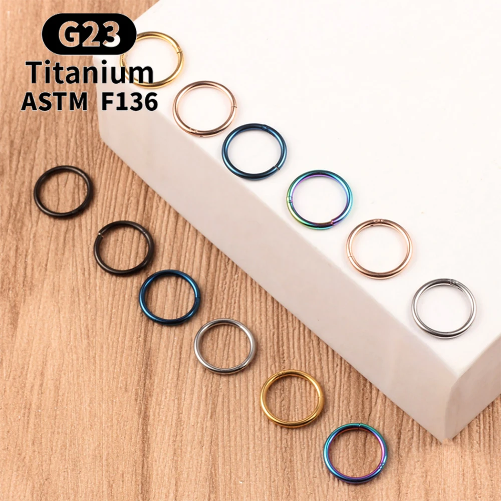 Nose Rings G23 Titanium Nose Rings Hoop 20G 18G 16G 14G Diameter Helix Conch Cartilage Piercing Jewelry Segment Lip Ear Ring For Women Men