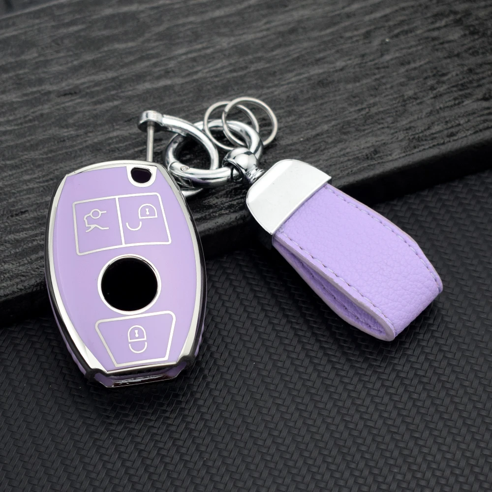 Deluxe Soft TPU Car Key Cover with Keychain Attachment