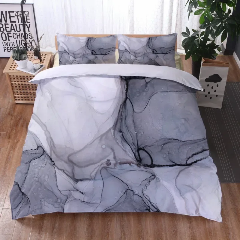 Copripiumino In Marmo Moderno Artificiale Verde Sabbia Glitter Marmo Pietra Set Biancheria Da Letto Doppia Regina 3 Pezzi Copripiumino Alla Moda