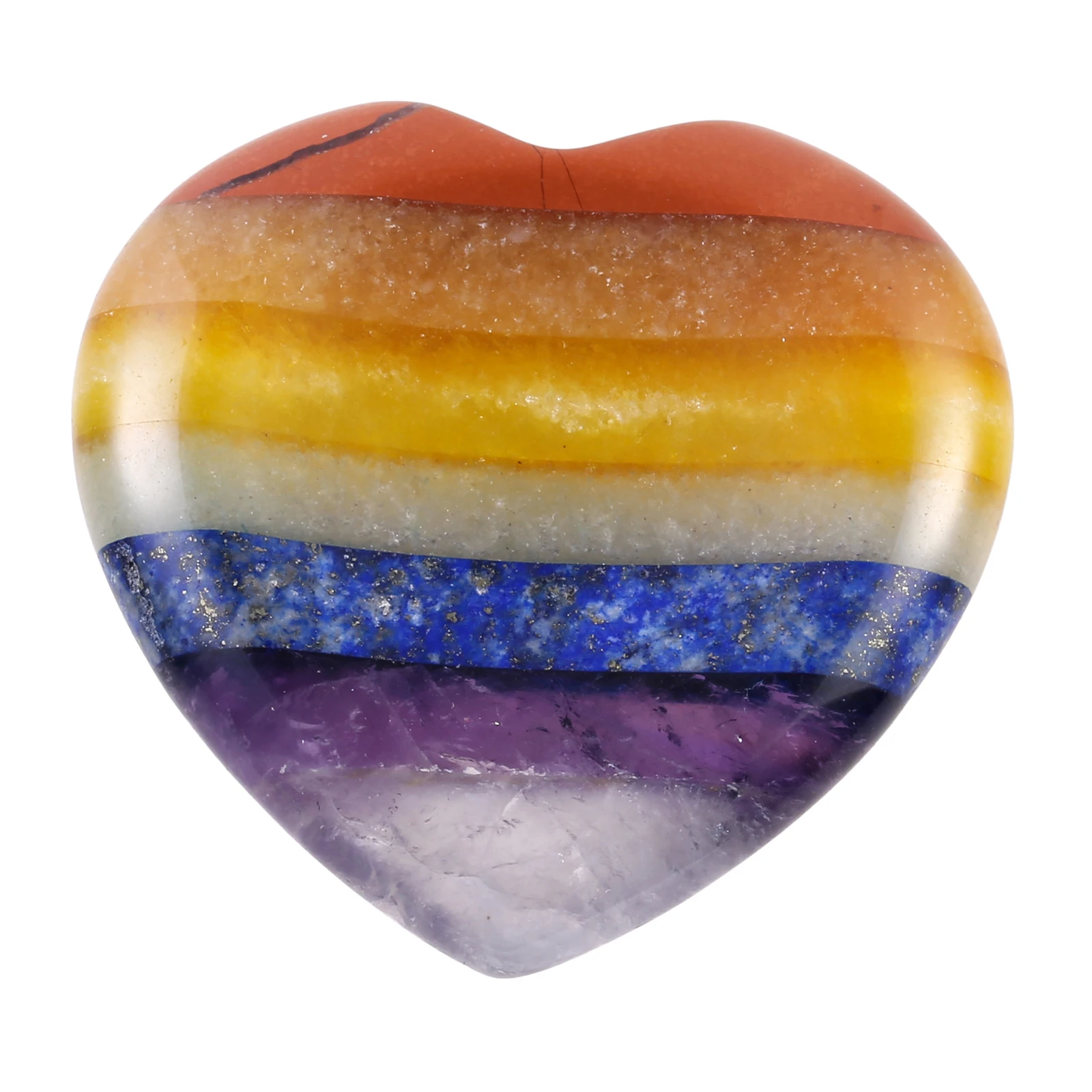 Reiki Healing 7 Chakra Heart Shape Thumb Worry Stone Crystal Pocket Palm Stones For Anxiety Stress Relief Meditation Balancing natural rough stone kit selenite sticks reiki healing specimen for chakra balancing meditation