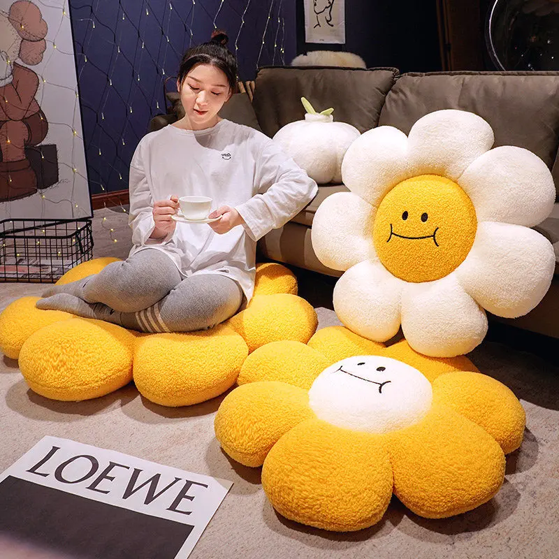Cuscino per dormire a forma di girasole morbido cuscino per sedia a forma di fiore marghera in peluche per la sua pianta decorazione per ufficio tappetino per divano giocattolo  26