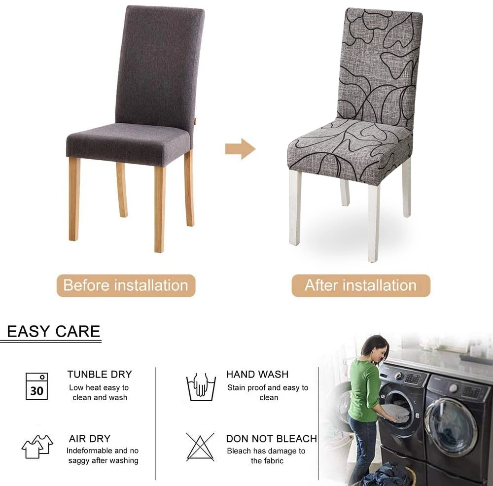 Lot De 6 Housses De Chaise Extensibles – Similicuir Imperméable, Universel, Pour Salle à Manger Et Cuisine