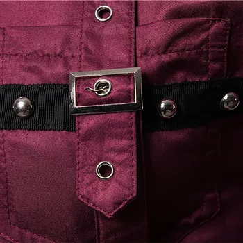 Gothic Studded Men Long Sleeve Shirt Halloween Medieval Belt Black Shirt Classic Vintage Party Performance Men'S Clothing 3