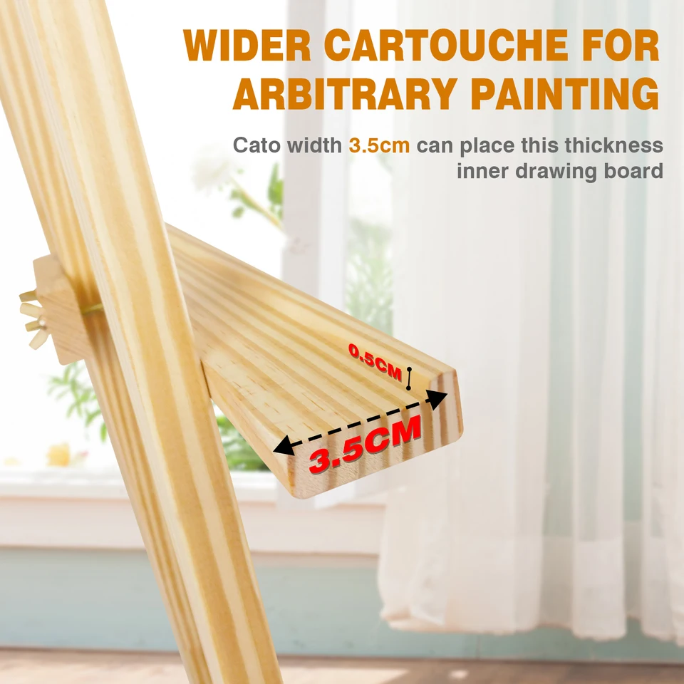 Adjustable Wooden Painting Easel - Pine Art Stand Holds 43 Inch Canvases For Adults & Students