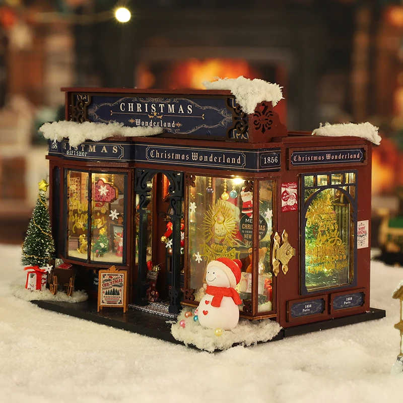 ドールハウス　ハンドメイド1/12　NO.73　✩Christmas✩ DIY Wooden Miniature Model Kit Christmas Wonderland Cottage