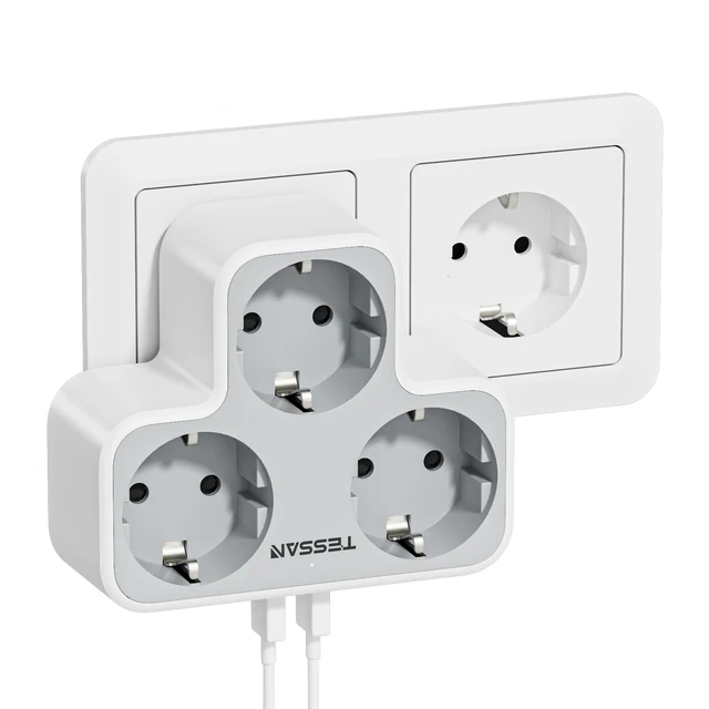 ▷ Chollo Ladrón Tessan con 4 enchufes planos y puertos 2 USB por sólo 8,99€  ¡Valoraciones altas!